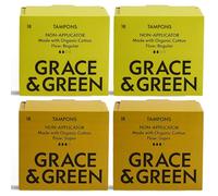 Grace & Green 72 Non-Applicator Tampons - Regular & Super Size - Eco-Friendly Period Products | Biodegradable Packaging | B-Corp Certified | Safe & Sustainable | 2 Packs x 18 Regular & 18 Super Size