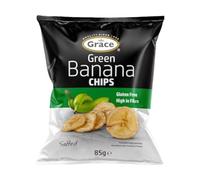 Grace Green Bananas Chips 85g Pack of 1 Vegan Salted Bites High in Fibre Gluten Free Crisps Snack with Welari Thank You Card | (1pack) (85g)