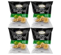 Grace Green Bananas Chips 85g Pack of 4 Vegan Salted Bites High in Fibre Gluten Free Crisps Snack with Welari Thank You Card | (4pack) (340g)