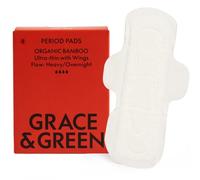 Grace & Green Organic Bamboo Nighttime Pads, Heavy Flow, 8 Pack
