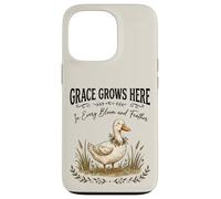 Grace Grows Here Cute Duck Floral Cottagecore Farmhouse Case for iPhone 13 Pro