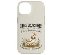 Grace Grows Here Cute Duck Floral Cottagecore Farmhouse Case for iPhone 14