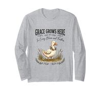Grace Grows Here Cute Duck Floral Cottagecore Farmhouse Long Sleeve T-Shirt