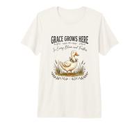 Grace Grows Here Cute Duck Floral Cottagecore Farmhouse Premium T-Shirt