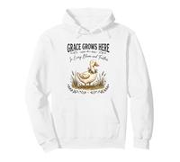 Grace Grows Here Cute Duck Floral Cottagecore Farmhouse Pullover Hoodie