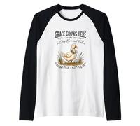 Grace Grows Here Cute Duck Floral Cottagecore Farmhouse Raglan Baseball Tee