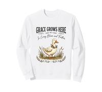 Grace Grows Here Cute Duck Floral Cottagecore Farmhouse Sweatshirt