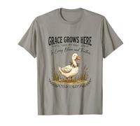 Grace Grows Here Cute Duck Floral Cottagecore Farmhouse T-Shirt