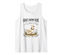 Grace Grows Here Cute Duck Floral Cottagecore Farmhouse Tank Top