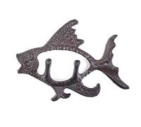 Grace Home Cast Iron Fish Design Wall Hanger Vintage Design Hooks Keys Towels Hook Metal Wall Mounted Heavy Duty Decorative Gift Idea (Single Fish Hook)