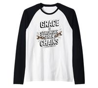 Grace is Stronger Than Chains 2 Corinthians 12:9 Raglan Baseball Tee