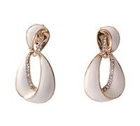 Grace Jun Large Gold Plated Rhinestone Enamel Clip on Earrings Non Piercing for Women Statement Cuff Earrings, approx4.2*2.2cm/1.65*0.86inch, Metal, Rhinestone