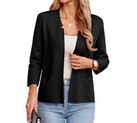 GRACE KARIN Black Cardigans for Women UK Open Front Summer Bolero Jackets Business Outfit with Pockets Office Shrugs L Black -1