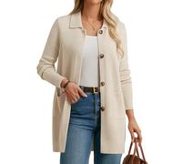 GRACE KARIN Cardigan for Women Casual Loose Fit Long Sleeve Lapel-Neck Knitted Long Jumpers with Pockets CL172-02/Apricot S