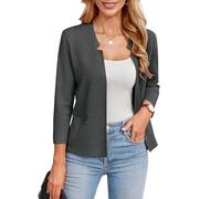 GRACE KARIN Cardigans for Women UK Elegant Open Front Business Outfit with Pockets Long Sleeves Bolero Blazers Autumn Winter Dark Gray S