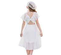 GRACE KARIN Children's Summer 2025 White Dresses Wedding Flower Girl Princess Dress White 12-14 Years