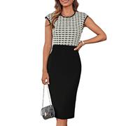 GRACE KARIN Cocktail Dresses for Women Elegant Formal Midi Dresses for Wedding Guest Bridesmaid Dress Black and White Checkered XL