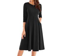 GRACE KARIN Cocktail Dresses for Women UK Crew Neck Midi A Line Formal Business Dresses Plus Size Dresses Black XXL -1