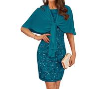 GRACE KARIN Elegant Mother of The Bride Dresses Party Wedding Disco Cocktail Dresses Glitter Bodycon Wrapped Banquet Set Blue Green 10