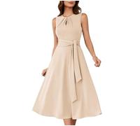 GRACE KARIN Flowing A-line midi Dress for Women Office Work Dress Khaki S