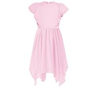 GRACE KARIN Girl Dress Ruffled Round Neck Irregular Hem Dress A-line Holiday Party Dress Light Pink 12 Years