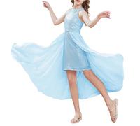 GRACE KARIN Girl Easter Christmas Fancy Dress Teen Girls Shiny Sequin Dresses A-Line Sleeveless Dress Light Blue 8-10 Years