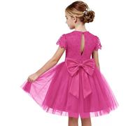 GRACE KARIN Girl Princess Tulle Dresses Short Sleeves Lace A-line Dress