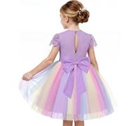 GRACE KARIN Girl Princess Tulle Dresses Short Sleeves Lace A-line Dress