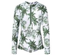 GRACE KARIN Girls One Piece Swimsuit Long Sleeve Swimming Costume Comfortable Stretchy Rash Guard Green Leaf 5-6 Years