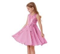 GRACE KARIN Girls Pink Dress Summer Chiffon Sleeveless Casual Mid-Length Dress Prom Dresses for Teenagers Pink 10-12 Years