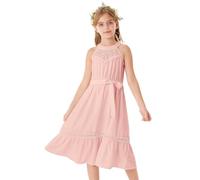 GRACE KARIN Girls Pink Summer Casual Dress Elegant Lace Hollow Flared A-Line Midi Dress Pink 8-10 Years