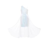 GRACE KARIN Girls Sequin Party Dress One-Shoulder Sleeveless Princess Dress Christmas Dresses White 6-7 Years