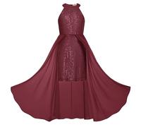 GRACE KARIN Girls Shiny Sequin Dresses Easter Christmas Fancy Dress Sparkling Sequined Dress Dark Wine Red 10-12 Years