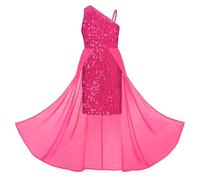 GRACE KARIN Girls Shoulder Strap Sequin A-Line Maxi Dress for Casual Party - Cute Children's Clothing, 6 Years, Red Rose