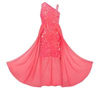 GRACE KARIN Girls Sleeveless Sequin A-Line Maxi Dress for Party, Formal Wedding, Princess - 7 Years Red Sequins Colorful