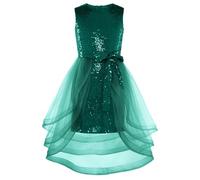 GRACE KARIN Girls Sparkling Sequin Dress Birthday Party Gown Princess Dresses Flower Girl Special Occasion Dress Festival Outfit Dark Green 12 Years