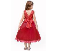GRACE KARIN Girls Sparkling Sequin Tulle Dress Princess Party Wedding Flower Girl Dress for Special Occasions Red 7-8 Years