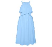 GRACE KARIN Girls Summer A-Line Casual Dress Lotus Leaf Decoration Dress Holiday Beach Birthday Dress Light Blue 12 Years