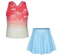 GRACE KARIN Girls Summer Beach Swimwear Floral Print 2 Piece Swimsuits Coconut Tree Gradient 10 Years