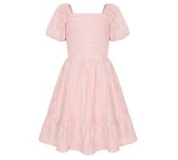 GRACE KARIN Girls Summer Dress Puff Sleeve Square Neck A Line Floral Dresses with Back Bow Tie Beach Wedding Light Pink 13-14 Years