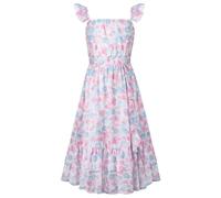 GRACE KARIN Girls Summer Floral A Hem Dresses Birthday Party Elegant Ruffle Dresses Blue Pink Flowers 14 Years