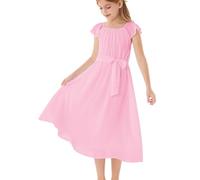 GRACE KARIN Kids Light Pink Princess Dress Elegant Flower Girl Long Dress High Waist Party Gown Pink 8-10 Years