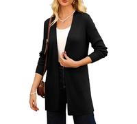 GRACE KARIN Ladies 2025 Fall Cardigan Knee-Length Long Cardigan Open Front Soft Stretch Sweater for Dress Black S