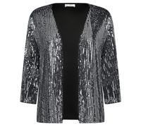 GRACE KARIN Ladies Autumn Casual Short Open Cardigans Boleros Long Sleeve Shawl Lapel Sparkly Cardigan Sweater Silver on Black XL