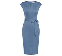 GRACE KARIN Ladies Bodycon Dress Belted Cap Sleeve Cocktail Business Dress Gray Blue XXL
