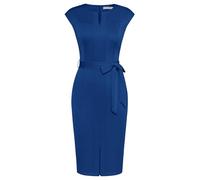GRACE KARIN Ladies Bodycon Dress Belted Cap Sleeve Cocktail Business Dress Royal Blue XXL