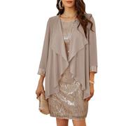 GRACE KARIN Ladies Daily Party Sequin Dress Christmas Holiday Dance Sleeveless Sequined Dress Khaki XL