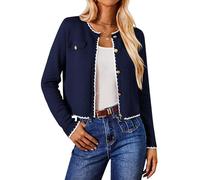 GRACE KARIN Ladies’ Elegant Casual Cardigans Loose Button Down Summer Lightweight Shrug Long Sleeve Sweater for Dress Dark Blue S
