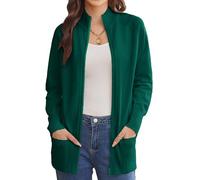 GRACE KARIN Ladies Elegant Long Cardigan for Work Office Autumn Winter Long Sleeve Zip Up Cozy Cardigan Dark Green S