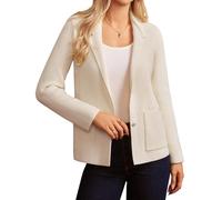 GRACE KARIN Ladies Knitted Blazer Business Casual Long Sleeve Work Button Jacket Cardigan Sweaters Apricot S